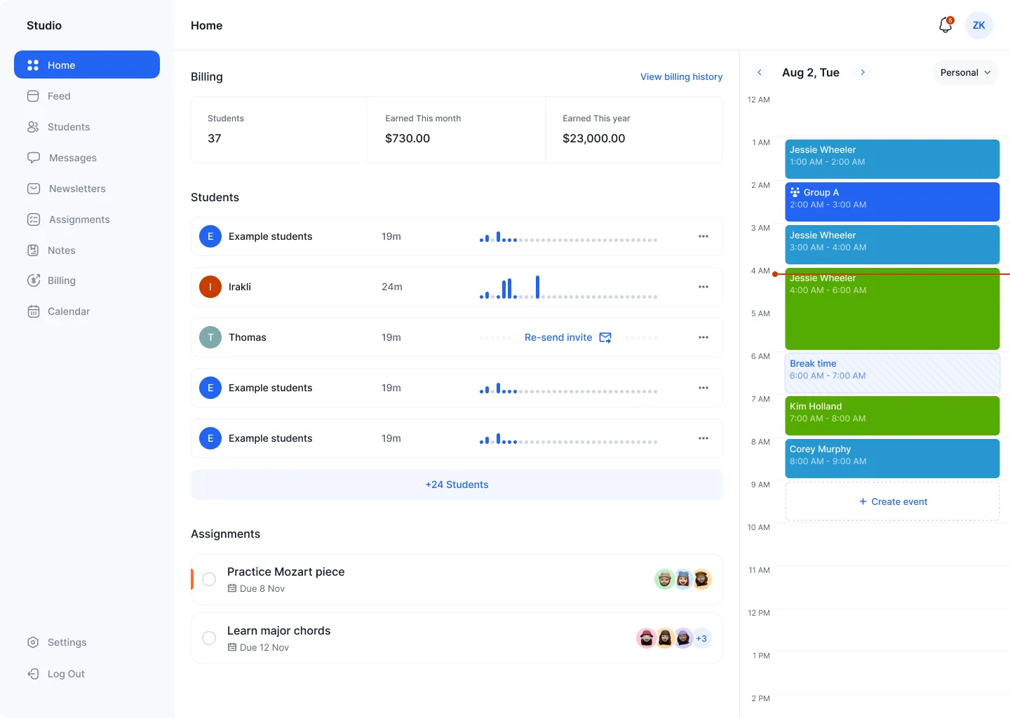 Adagio dashboard