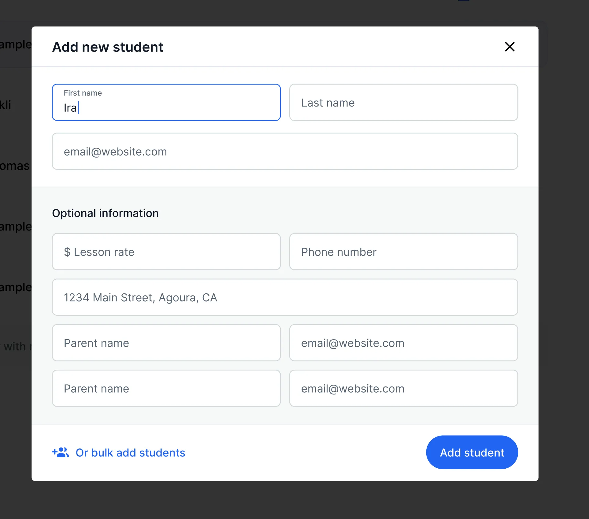 Adding students one at a time