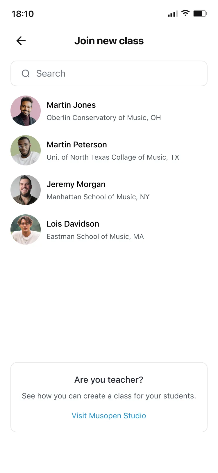 Join class via search